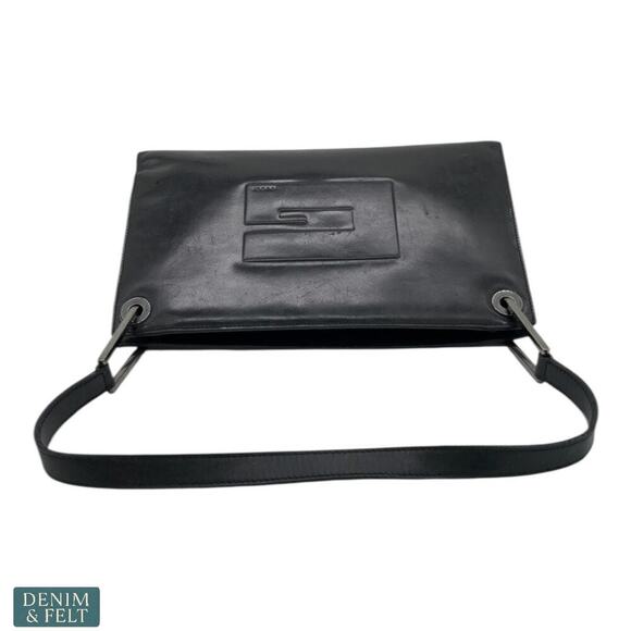 Gucci Vintage Black Patent Leather Shoulder Bag Logo Plaque Authentic Italy - Picture 7 of 16